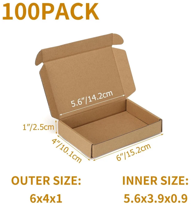 Alt view image 2 of 7 - 100 Pack 6x4x1 inch Small Shipping Boxes, Brown Mailing Boxes Tuck Top, Quick Fold, Easy Assemble, Shape Well, Single Corrugated, DIY Cardboard, Card Shipping, Small Business Packaging