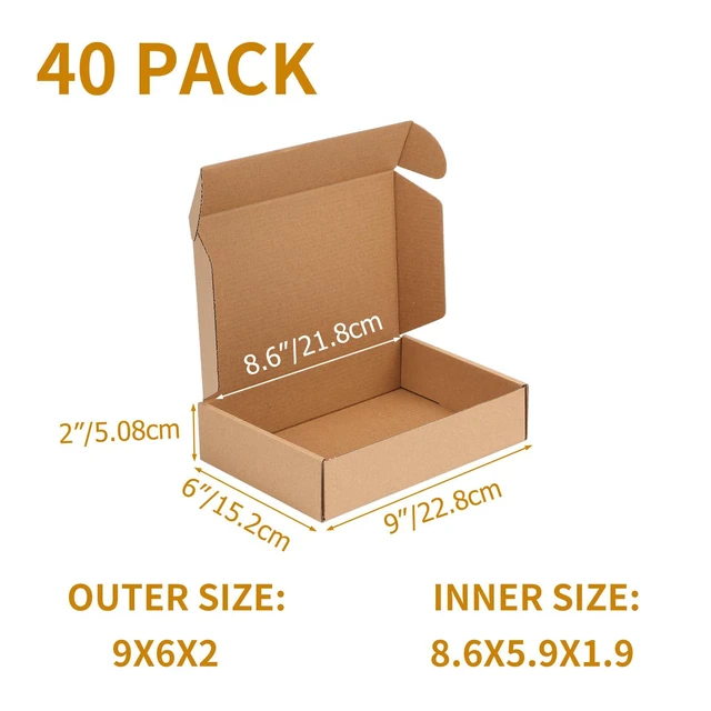 Alt view image 2 of 7 - 40 Pack 9x6x2 inch Small Shipping Boxes, Brown Mailing Boxes Tuck Top, Quick Fold, Easy Assemble, Shape Well, Single Corrugated, DIY Cardboard, DVD, Phone, Book, Business Packaging
