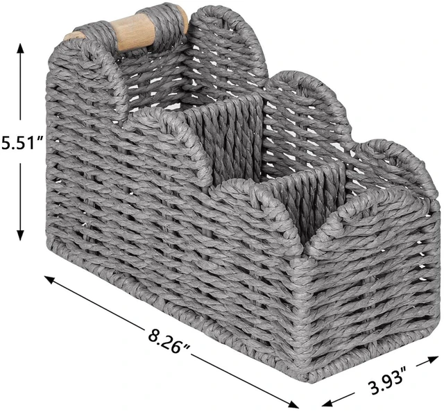 Alt view image 2 of 7 - Bedside Table Desk Organizer Caddy, Remote Pen&Pencil Holder Cup Makeup Brush Holder w/Scalloped Perfect for Home, Office Desk, Living Room Table Decor, 3 Slots Grey