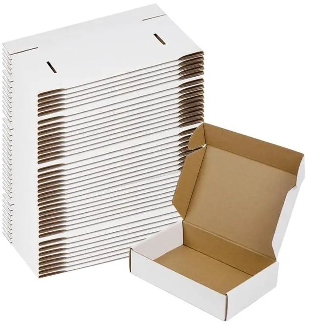 Main image of 50 Pack 7x5x2 Small Shipping Boxes, White Corrugated Cardboard Packaging Box for Small Business
