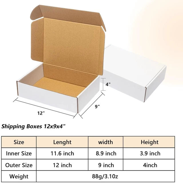 Alt view image 2 of 7 - 20 Pack 12x9x4 Shipping Boxes, White Corrugated Cardboard Packaging Box for Small Business