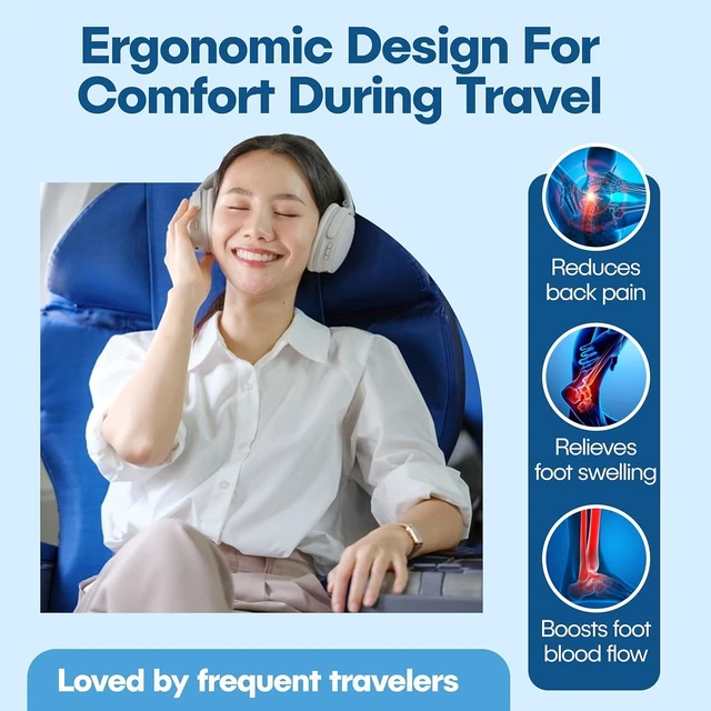 Alt view image 5 of 7 - 4 Pack Airplane Foot HammockLeg Pressure Relief Footrest No-Collapse Bamboo Support with Memory Foam Cushion,Adjustable Foot Sling for Long Flights&Office for Plane Travel