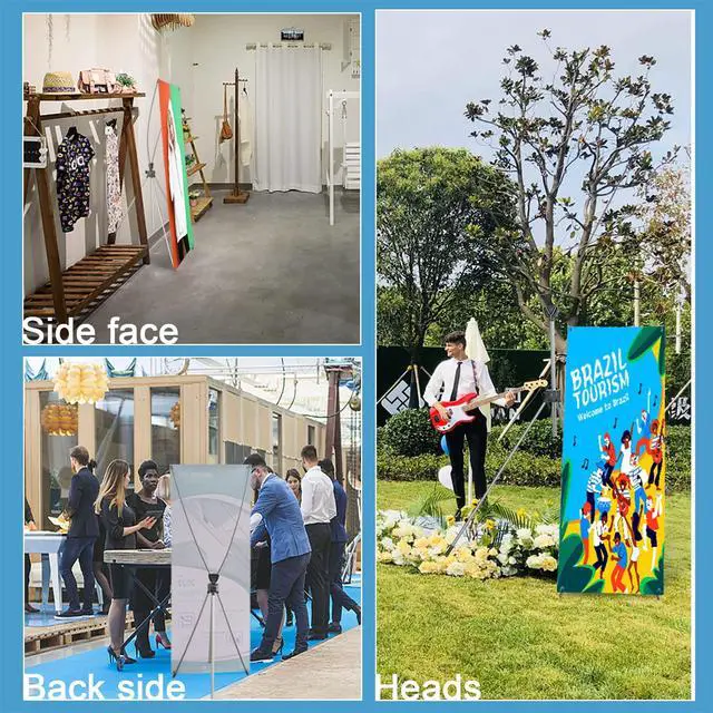 Alt view image 4 of 7 - 2 Pack X Frame Banner Stand Fits Any Banner Adjustable Size 23"X63" to 32"X78" with Portable Retractable Carrying Bag, Customize Stand for Trade Show Exhibition Market and Store Display,Silver