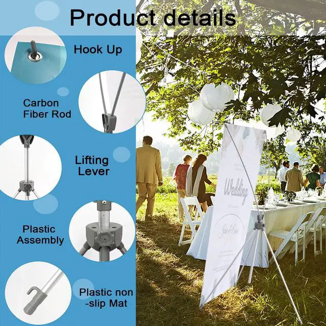 Alt view image 5 of 7 - 2 Pack X Frame Banner Stand Fits Any Banner Adjustable Size 23"X63" to 32"X78" with Portable Retractable Carrying Bag, Customize Stand for Trade Show Exhibition Market and Store Display,Silver