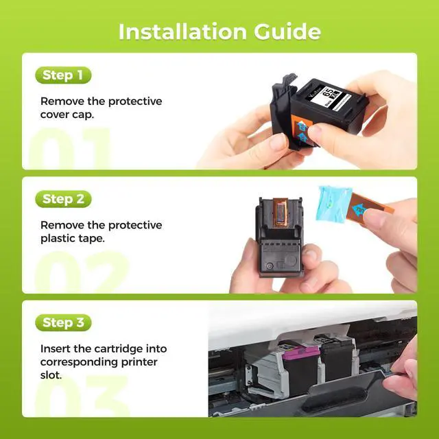 Alt view image 3 of 7 - 65XL Ink Replaced for HP 65 Ink Cartridges Black/Color Combo Pack 2-Pack for HP Envy 5055 Ink Cartridges Envy 5052 5058 for HP Deskjet 3755 Ink Cartridges Deskjet 2655 3720 3722 3723 3752 3758 2652