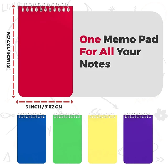 Alt view image 4 of 6 - Small Notebooks, Spiral Notepads 3x5 - (Bulk Pack of 50) Pocket Notebook, Memo Pads For Home, Office, College, School - Lined College Ruled Paper - 5 Colored Notebooks, 75 Sheets Per Notebook