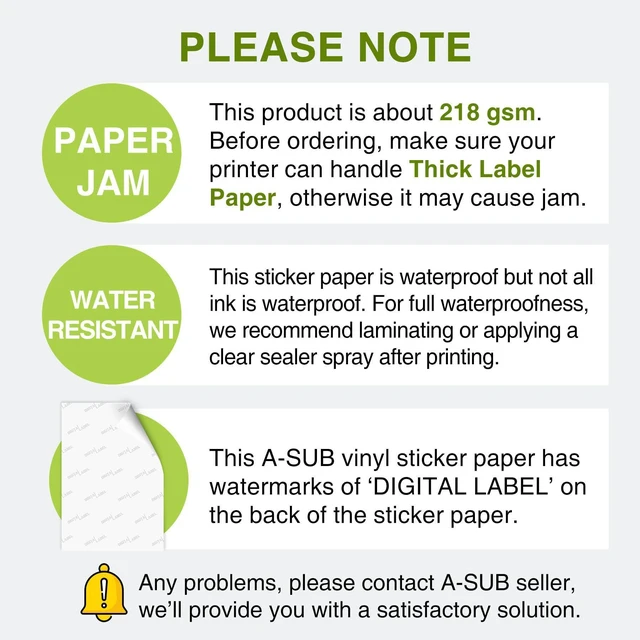 Alt view image 4 of 7 - Vinyl Sticker Paper for Inkjet Printer, Glossy Waterproof, 55 Sheets 8.5x11 Inch, Printable Vinyl for Custom Stickers