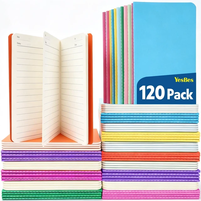Main image of 120 Pack Small Mini Notebook Bulk, 3.5x5.5 Lined Pocket Notebook with Colored Cover, 10 Colors 24 Sheets (48 Pages) Small Journals for Traveler, Students, School Supplies