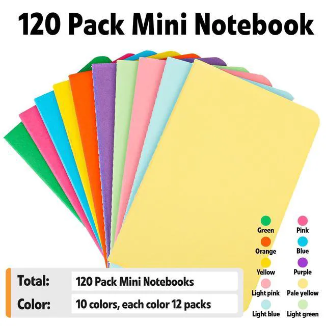 Alt view image 6 of 6 - 120 Pack Small Mini Notebook Bulk, 3.5x5.5 Lined Pocket Notebook with Colored Cover, 10 Colors 24 Sheets (48 Pages) Small Journals for Traveler, Students, School Supplies