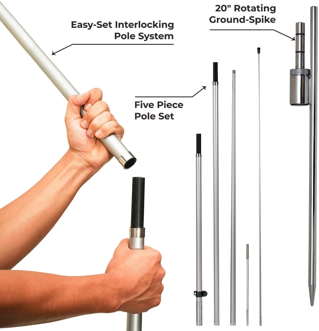 Alt view image 2 of 5 - 13ft Feather Flag Pole Kit, 2-Pack Rotating ground spike, fits 12ft arc-shaped flags