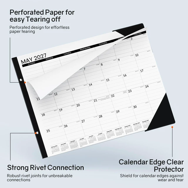 Alt view image 6 of 7 - Desk Calendar 2026-2027 Large 22x17 from October 2026 to March 2028, Extra Large Desktop Monthly Calendar Pad 18 Months For Teacher or Office, Desk Top, Black