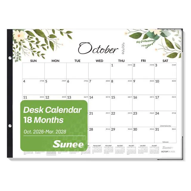 Main image of Desk Calendar 2026-2027 Large 22x17 from October 2026 to March 2028, Extra Large Desktop Monthly Calendar Pad 18 Months For Teacher or Office, Desk Top, Greenery