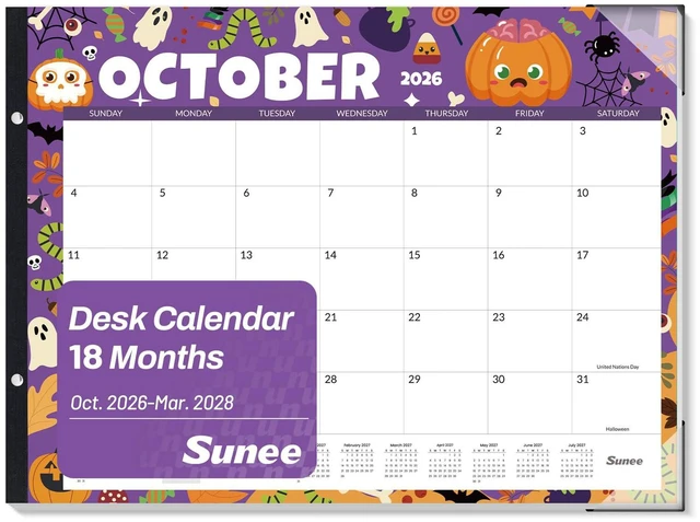 Main image of Desk Calendar 2026-2027 Large 22x17 from October 2026 to March 2028, Extra Large Desktop Monthly Calendar Pad 18 Months For Teacher or Office, Desk Top, Seasonal