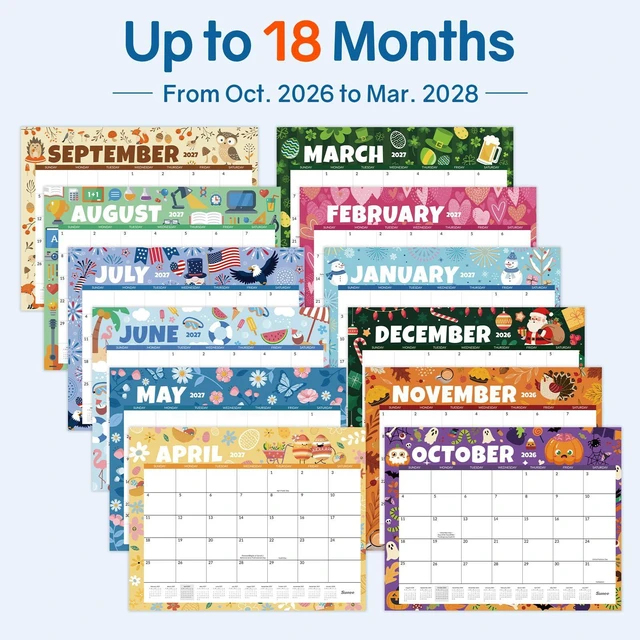 Alt view image 5 of 7 - Desk Calendar 2026-2027 Large 22x17 from October 2026 to March 2028, Extra Large Desktop Monthly Calendar Pad 18 Months For Teacher or Office, Desk Top, Seasonal
