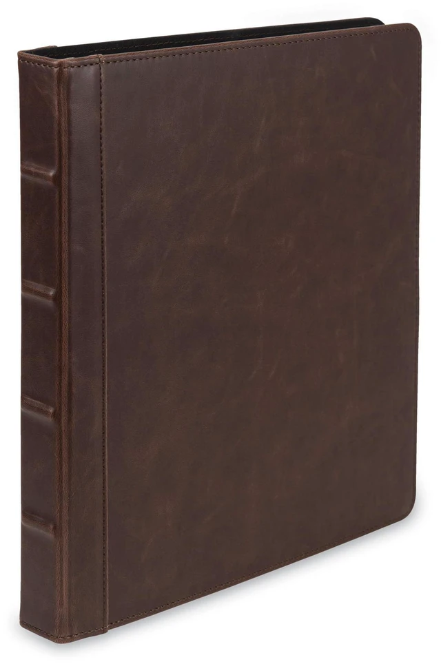 Main image of Vintage Leather Binder, 0.5 Inch Round Ring (Holds 100 Sheets), Letter Size 8.5x11 Documents, Professional Organizer Portfolio, No Zipper, Brown