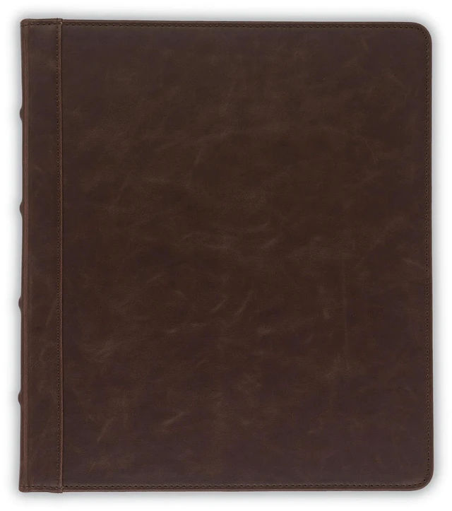 Alt view image 4 of 6 - Vintage Leather Binder, 0.5 Inch Round Ring (Holds 100 Sheets), Letter Size 8.5x11 Documents, Professional Organizer Portfolio, No Zipper, Brown