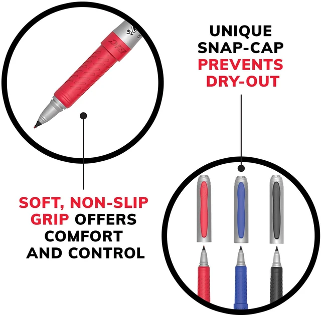 Alt view image 6 of 7 - Intensity Blue Permanent Markers, Ultra Fine Point, 12-Count Pack Non-Slip Grip for Comfort and Control | Long Lasting Ink | Marks on Plastic, Metal, Glass, And More
