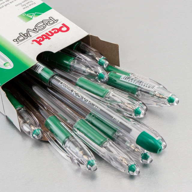 Alt view image 2 of 7 - RSVP Ballpoint Pen, (0.7mm) Fine Line, Green Ink, Box of 12 (BK90-D)