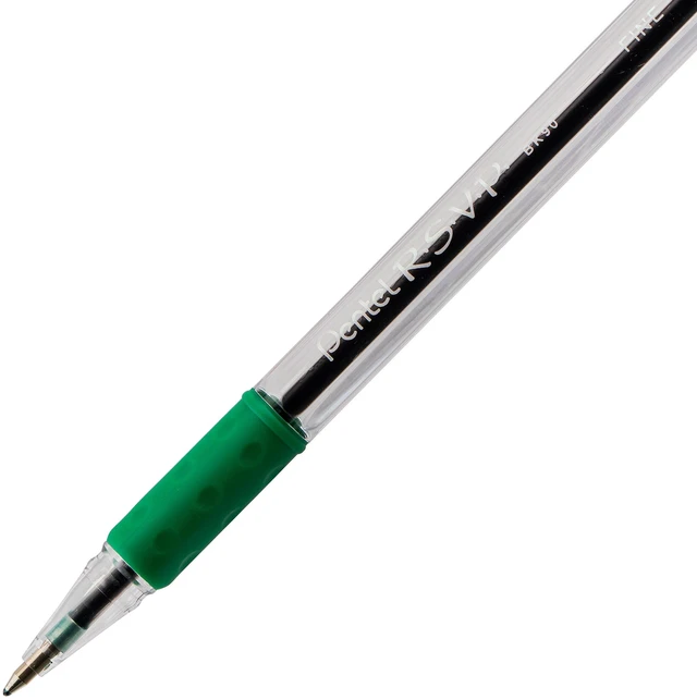 Alt view image 4 of 7 - RSVP Ballpoint Pen, (0.7mm) Fine Line, Green Ink, Box of 12 (BK90-D)