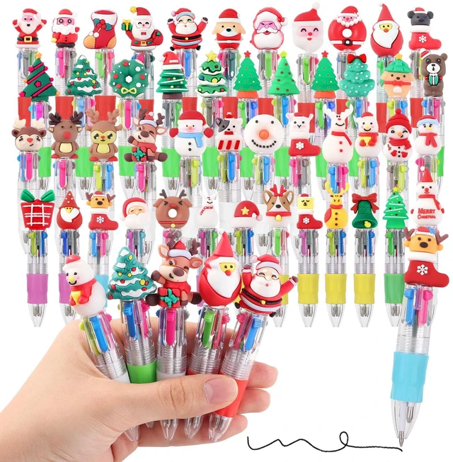 Main image of 48 Packs Christmas Multicolor Pen in One, 4-in-1 Xmas Tree Claus Stocking Stuffers for Teen Girls Cute Pens Bulk for Birthday