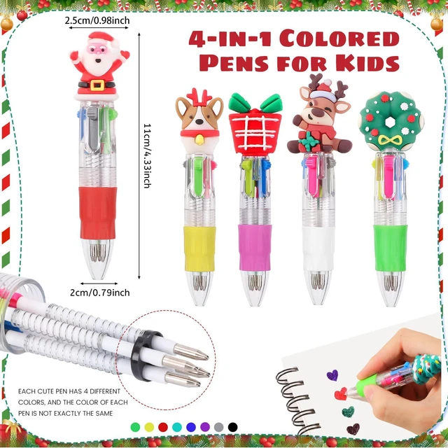 Alt view image 2 of 5 - 48 Packs Christmas Multicolor Pen in One, 4-in-1 Xmas Tree Claus Stocking Stuffers for Teen Girls Cute Pens Bulk for Birthday