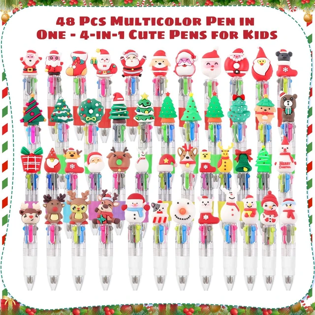 Alt view image 3 of 5 - 48 Packs Christmas Multicolor Pen in One, 4-in-1 Xmas Tree Claus Stocking Stuffers for Teen Girls Cute Pens Bulk for Birthday