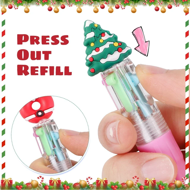 Alt view image 4 of 5 - 48 Packs Christmas Multicolor Pen in One, 4-in-1 Xmas Tree Claus Stocking Stuffers for Teen Girls Cute Pens Bulk for Birthday