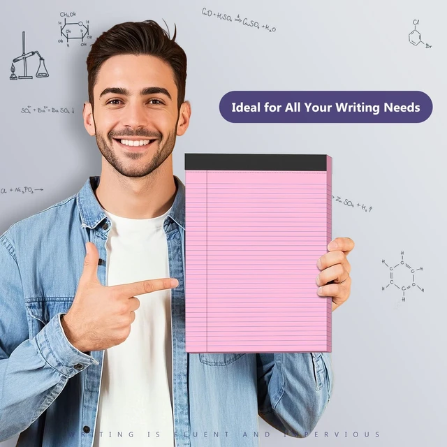 Alt view image 4 of 7 - 6 Pack Legal Pads 8.5 x 11 College Ruled Colored Note Pads 8.5" x 11" Lined Paper Chipboard-Backed Notepad with Micro-Perforated Notebook Paper for Office & School Supplies 50 Sheets/Pad