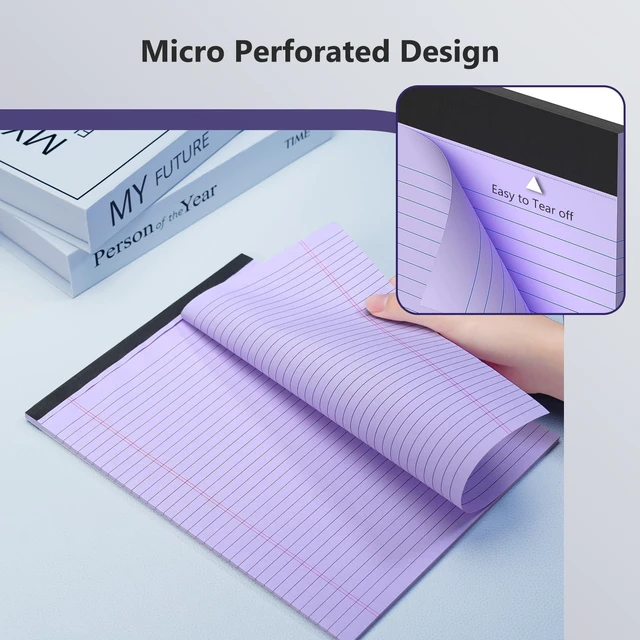 Alt view image 5 of 7 - 6 Pack Legal Pads 8.5 x 11 College Ruled Colored Note Pads 8.5" x 11" Lined Paper Chipboard-Backed Notepad with Micro-Perforated Notebook Paper for Office & School Supplies 50 Sheets/Pad