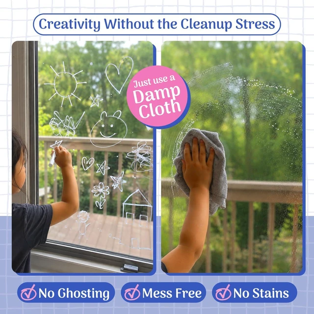 Alt view image 6 of 7 - Liquid White Chalk Markers Fine Tip (4 Pack 3mm) for Blackboard, Chalkboard Erasable White Wet & Dry Erase Chalk Pens for Windows, Signs, Glass, Bistro - 3mm Reversible Bullet & Chisel Point