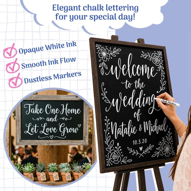 Alt view image 5 of 7 - Liquid White Chalk Markers Fine Tip (4 Pack 3mm) for Blackboard, Chalkboard Erasable White Wet & Dry Erase Chalk Pens for Windows, Signs, Glass, Bistro - 3mm Reversible Bullet & Chisel Point