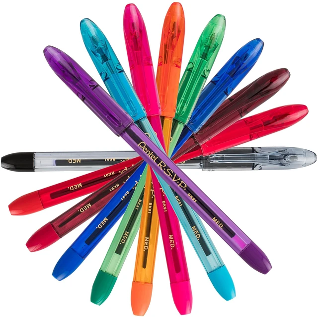 Alt view image 5 of 6 - RSVP Ballpoint Pen,(1.0mm),Medium Line,Assorted Ink (BK91CRBP8M),(Pack of 16)