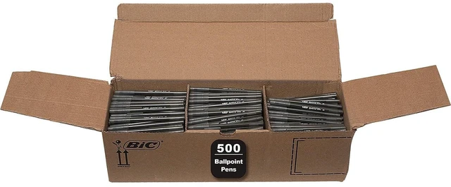 Main image of Round Stic Xtra Life Black Ballpoint Pens, Medium Point (1.0mm), 500-Count Pack of Bulk Pens, Flexible Round Barrel for Comfortable Writing, No. 1 Selling Ballpoint Pens