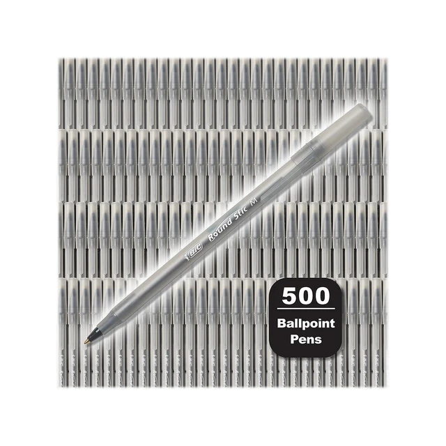 Alt view image 2 of 7 - Round Stic Xtra Life Black Ballpoint Pens, Medium Point (1.0mm), 500-Count Pack of Bulk Pens, Flexible Round Barrel for Comfortable Writing, No. 1 Selling Ballpoint Pens