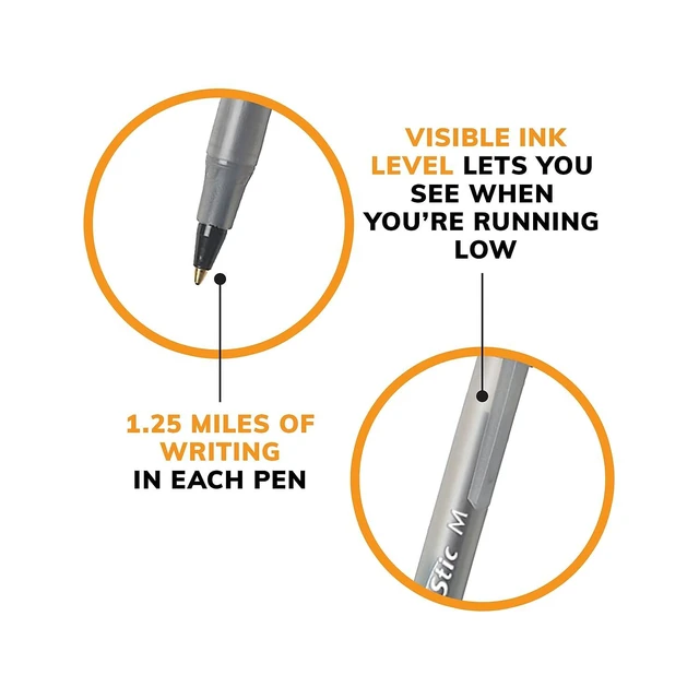 Alt view image 4 of 7 - Round Stic Xtra Life Black Ballpoint Pens, Medium Point (1.0mm), 500-Count Pack of Bulk Pens, Flexible Round Barrel for Comfortable Writing, No. 1 Selling Ballpoint Pens