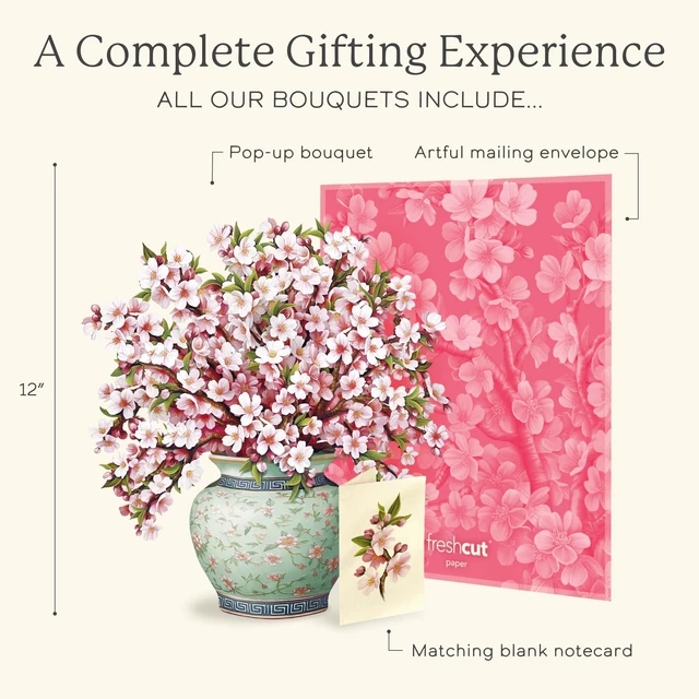 Alt view image 4 of 7 - Japanese Cherry Blossoms 12 Inch Life-Sized 3D Pop Up Card Greeting Card, Birthday, Mothers Day, Thank You, Gifts for Mom and Her Includes Notecard and Envelope
