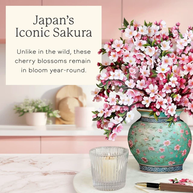 Alt view image 3 of 7 - Japanese Cherry Blossoms 12 Inch Life-Sized 3D Pop Up Card Greeting Card, Birthday, Mothers Day, Thank You, Gifts for Mom and Her Includes Notecard and Envelope