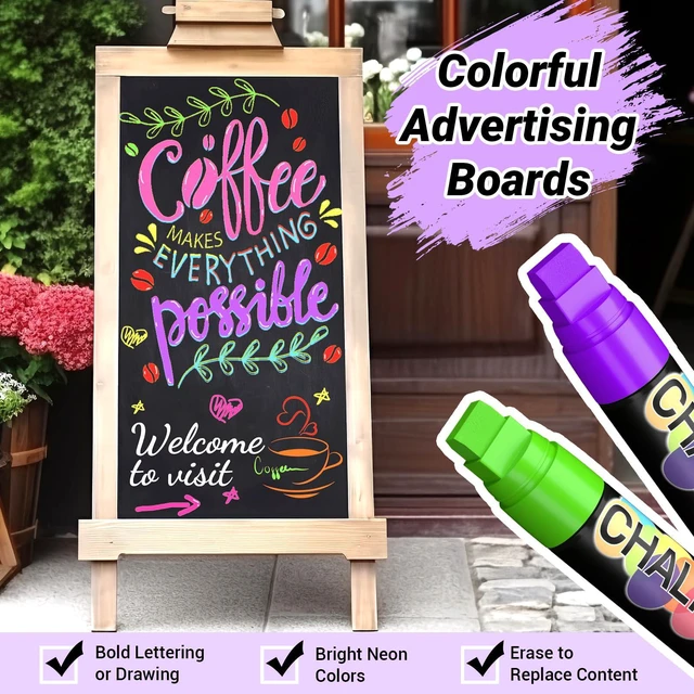 Alt view image 3 of 6 - Window Markers for Cars Washable, 15mm Jumbo Liquid Chalk Pens for Art Wedding Signs, Just Married Car Decorations, Back to School Graduation Celebration, Glass Mirror Bistro Blackboard Poster