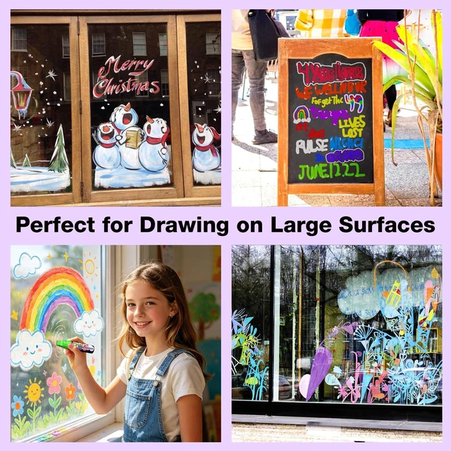 Alt view image 4 of 6 - Window Markers for Cars Washable, 15mm Jumbo Liquid Chalk Pens for Art Wedding Signs, Just Married Car Decorations, Back to School Graduation Celebration, Glass Mirror Bistro Blackboard Poster
