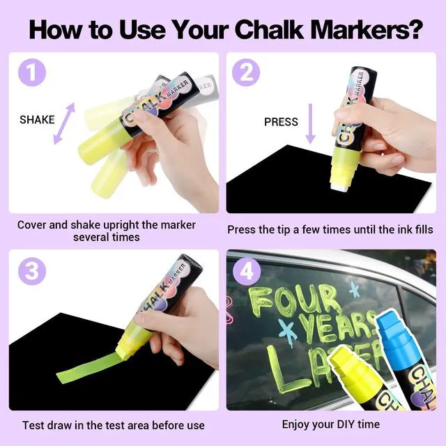 Alt view image 6 of 6 - Window Markers for Cars Washable, 15mm Jumbo Liquid Chalk Pens for Art Wedding Signs, Just Married Car Decorations, Back to School Graduation Celebration, Glass Mirror Bistro Blackboard Poster