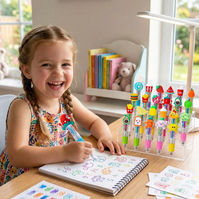 Alt view image 7 of 7 - 24PCS Cute Food Pens, 4-in-1 Multicolor Ballpoint Pens for Kids Kawaii Cartoon Pens, Birthday Party Favors, Classroom Rewards, Fun Gifts and School Supplies for Boys & Girls