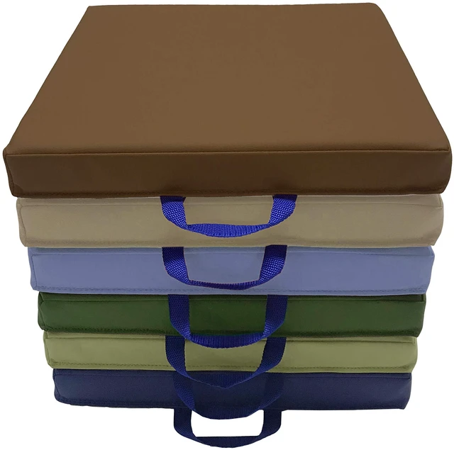 Main image of SoftScape 15 inch Square Classroom Floor Cushions with Handles; Flexible Seating for Daycare, Preschool, Playroom; 2 inch Thick Deluxe Foam (6-Piece) - Earthtone, 12228-ET