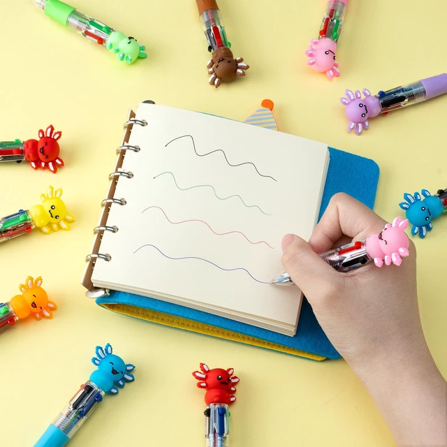 Alt view image 4 of 7 - 24PCS Cute Axolotl Pens, 4-in-1 Multicolor Ballpoint Pens for Kids Kawaii Cartoon Pens, Birthday Party Favors, Classroom Prizes, Fun Gifts, School Supplies for Boys & Girls