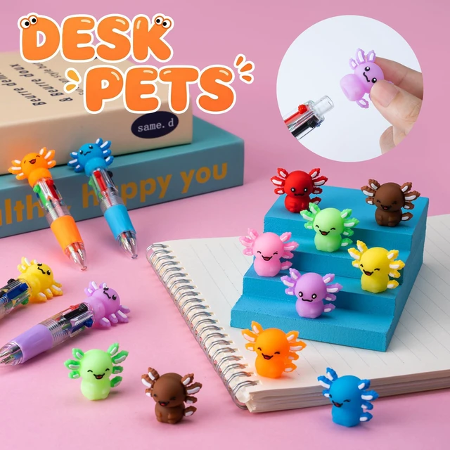 Alt view image 5 of 7 - 24PCS Cute Axolotl Pens, 4-in-1 Multicolor Ballpoint Pens for Kids Kawaii Cartoon Pens, Birthday Party Favors, Classroom Prizes, Fun Gifts, School Supplies for Boys & Girls