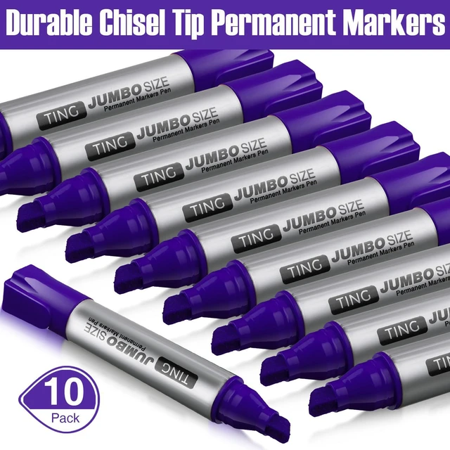 Alt view image 2 of 7 - 10 Pack Jumbo Permanent Markers Chisel Tip Quick Dry Purple Waterproof, Large Big Poster Pens Bulk for Office, Logistics Company and More