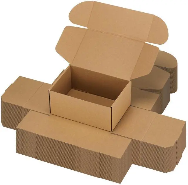 Main image of 9x6x4 inch Cardboard Shipping Boxes, Set of 30 Gift Boxes, Brown 30 Smile Stickers, Single Corrugated, DIY Cardboard, Easy Fold, Shape Well, Self locking, Gift Wrap, Business Packaging