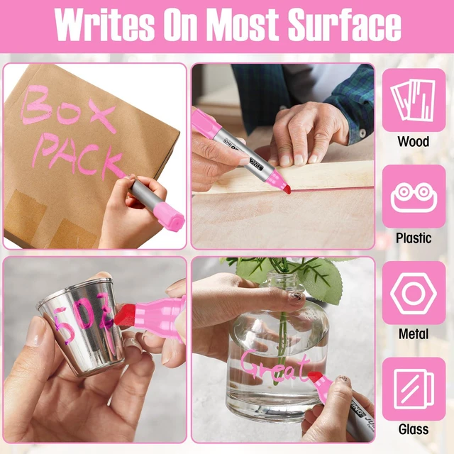 Alt view image 5 of 6 - 10 Pack Jumbo Permanent Markers Chisel Tip Quick Dry Pink Waterproof, Large Big Poster Pens Bulk for Office, Logistics Company and More