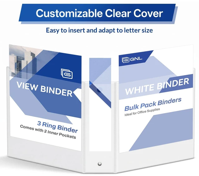 Alt view image 5 of 7 - 3 Inch Binders 3 Ring Bulk, 3" Three Ring Clear View Binder (Fit 8.5"x11" Paper) PVC-Free & Non-Stick for Office & School Supplies, White, 4 Pack