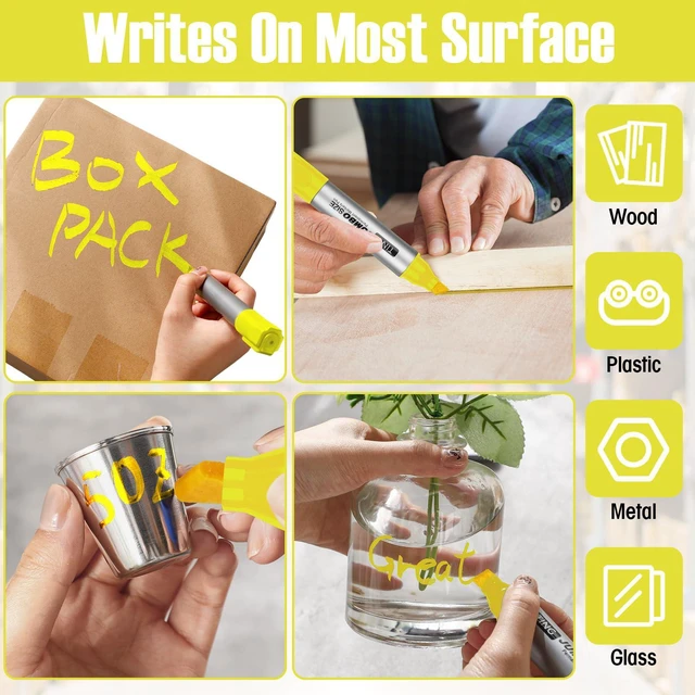 Alt view image 5 of 6 - 10 Pack Jumbo Permanent Markers Chisel Tip Quick Dry Yellow Waterproof, Large Big Poster Pens Bulk for Office, Logistics Company and More