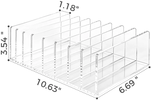 Alt view image 2 of 7 - 8 Compartments Clear Acrylic Mail Holder Vertical Letter Sorter & Multifunction Desk Organizer for Bills, Documents, Notebooks Modern Office/Home Envelope File Rack
